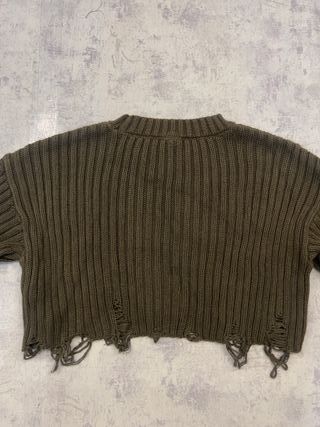 Maglione Zara corto verde oliva S