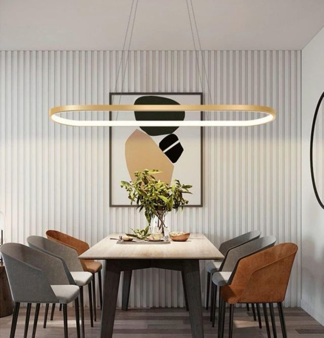 Lámpara Colgante LED Ovalada Dorada