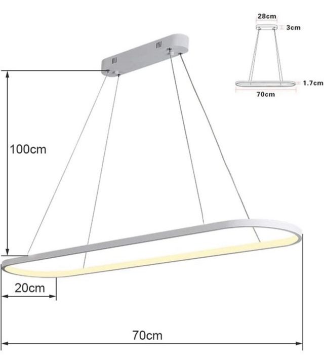 Lámpara Colgante LED Ovalada Dorada