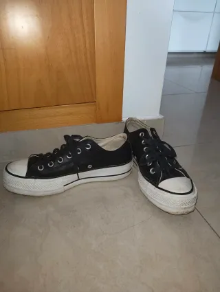Converse Plataforma Piel Negras