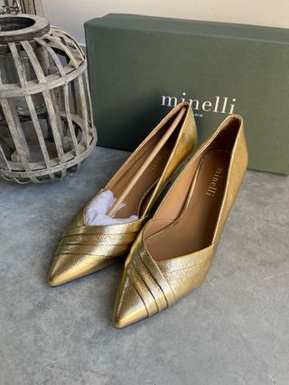 Salones Minelli Piel Dorada Talla 36