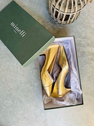 Salones Minelli Piel Dorada Talla 36