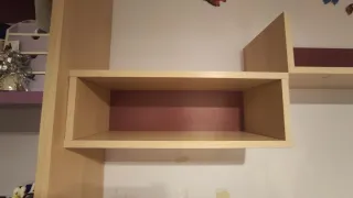 Estanterías de madera y plástico