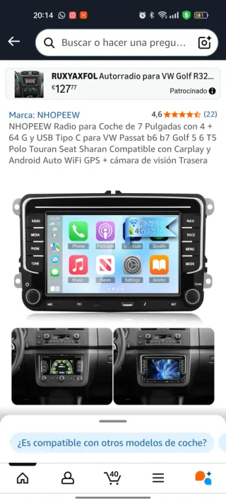 Pantalla Android para coche golf , polo, Touran.