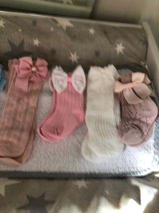 7 pares medias encaje niña bebé talla única