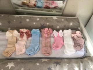7 pares medias encaje niña bebé talla única