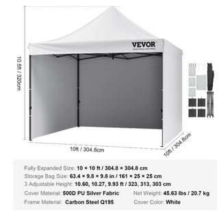 Carpa Plegable VEVOR 3x3m Nueva