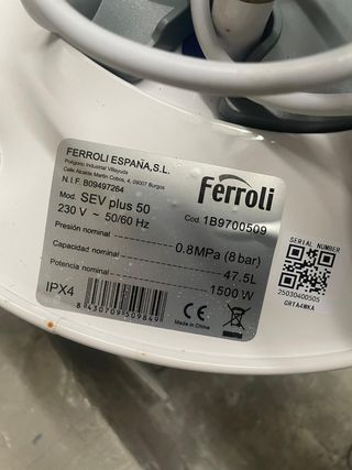 Calentador Ferroli SEV plus 50L