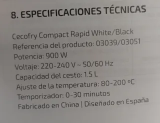 Cecotec Freidora de Aire Negra