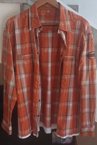 Camisa de cuadros naranja talla XL