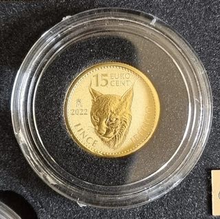 Moneda Oro 15 Cent Lince Ibérico 2022