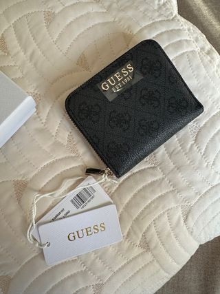 Monedero Guess Negro Estampado Logo NUEVO