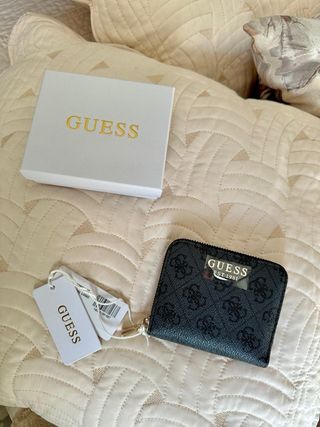 Monedero Guess Negro Estampado Logo NUEVO