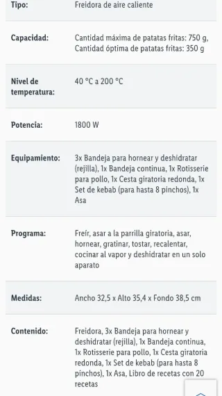 Freidora Aire Caliente SilverCrest 9 en 1