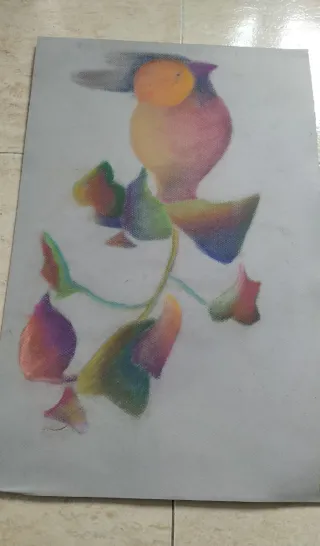 Dibujo antiguo bodegón colorido