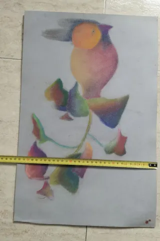 Dibujo antiguo bodegón colorido