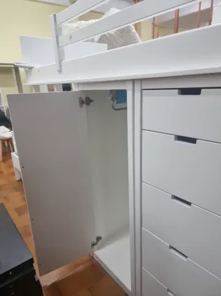 Cama tren blanca con cajones