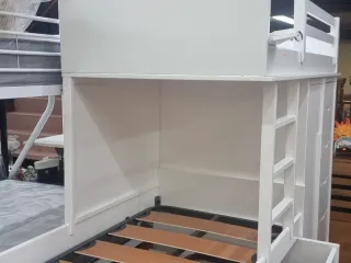 Cama tren blanca con cajones