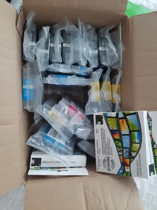 Cartuchos de tinta para impresora, precintados.