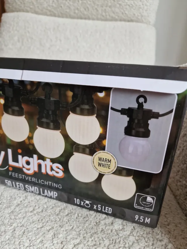 Tira 9,5m 10 Bombillas LED Cálidas