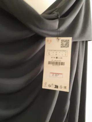 Vestido largo Zara gris drapeado