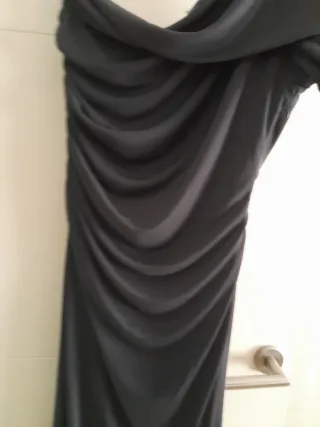 Vestido largo Zara gris drapeado