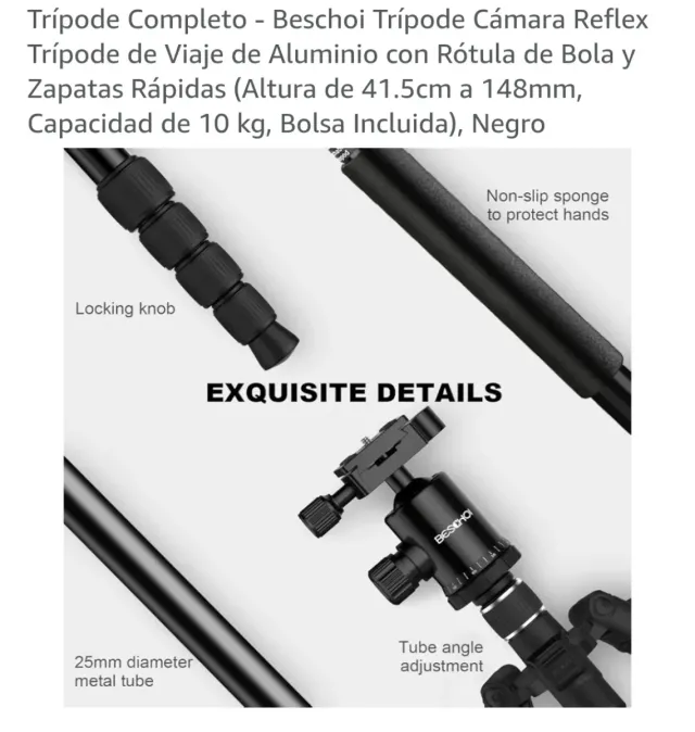 Trípode Beschol M255 Aluminio Viaje Rótula 360