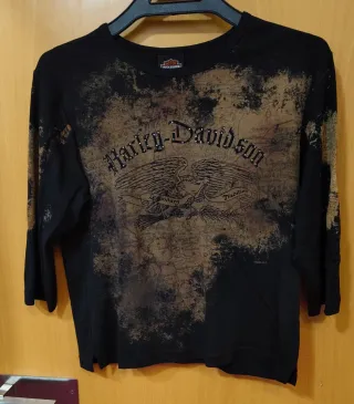 Camiseta Harley Davidson Mujer Negra y Marrón