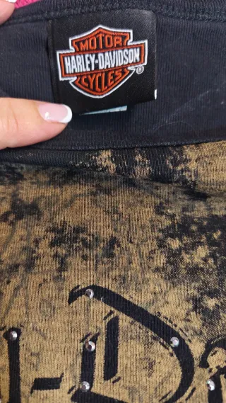 Camiseta Harley Davidson Mujer Negra y Marrón