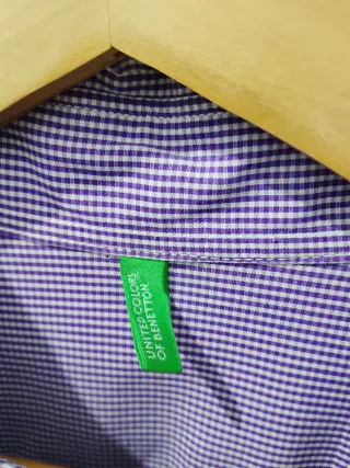 Camicia uomo Benetton a quadri viola