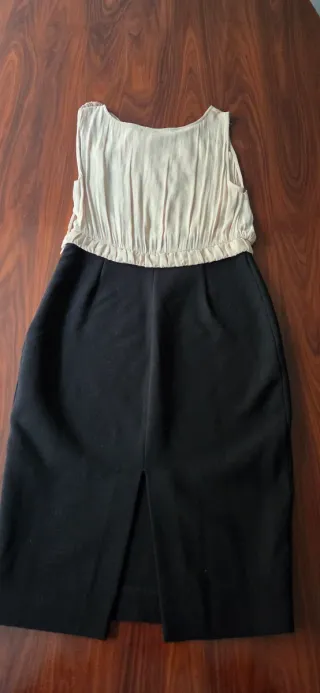 Vestido negro y beige para fiesta