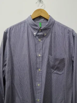 Camicia uomo Benetton a quadri blu/bianco