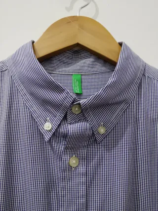 Camicia uomo Benetton a quadri blu/bianco