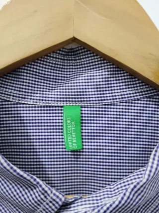 Camicia uomo Benetton a quadri blu/bianco