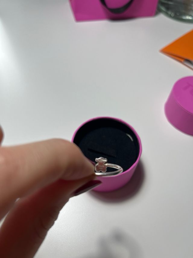 Anillo Tous Oso Perla Ajustable Plata