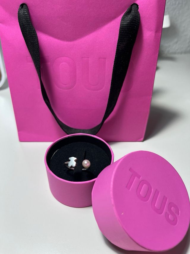 Anillo Tous Oso Perla Ajustable Plata