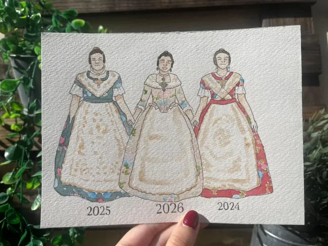 Ilustraciones acuarela Fallera