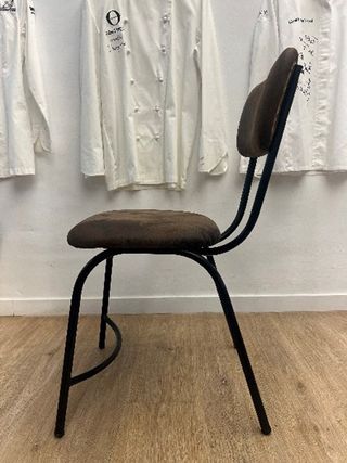 Silla Restaurante Piel Desgastada Marrón/Negra