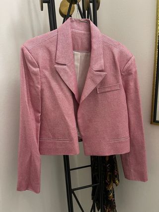 Blazer rosa vintage con strass