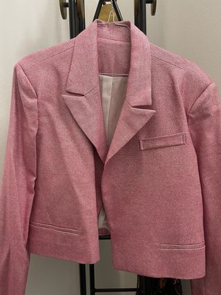 Blazer rosa vintage con strass