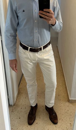 Vaqueros Mango Ben Talla 30 Blanco