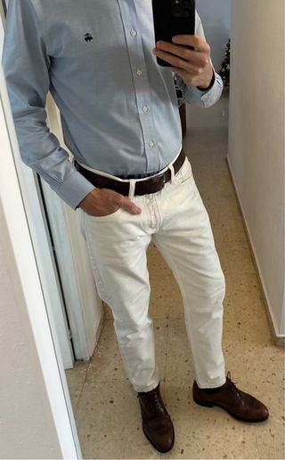 Vaqueros Mango Ben Talla 30 Blanco