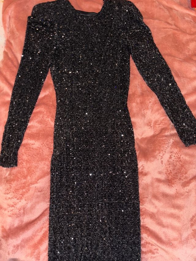 Vestido lentejuelas Zara negro