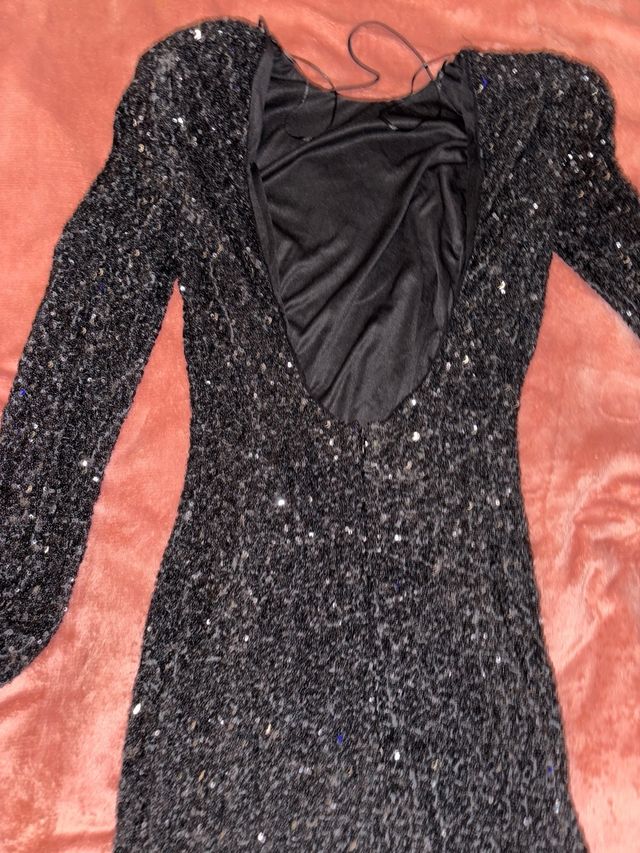 Vestido lentejuelas Zara negro