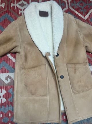 Abrigo Massimo Dutti Piel Vuelta Beige