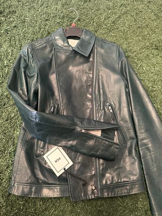 Chaqueta de Piel Verde Oscuro