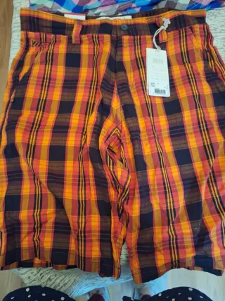 Bañador O'Neill cuadros naranja y rojo