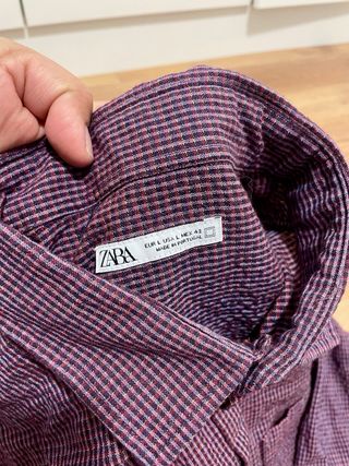Camisa Zara cuadros morado y rojo