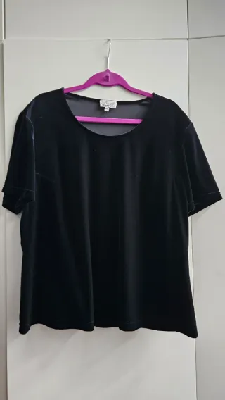 Blusa Terciopelo Talla Grande Negra