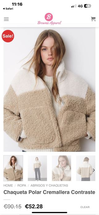 Chaqueta Polar Brownie Beige/Blanco Talla XS